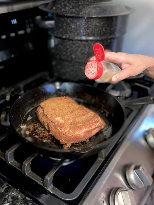 seasoning Pork Loin in cast iron skillet