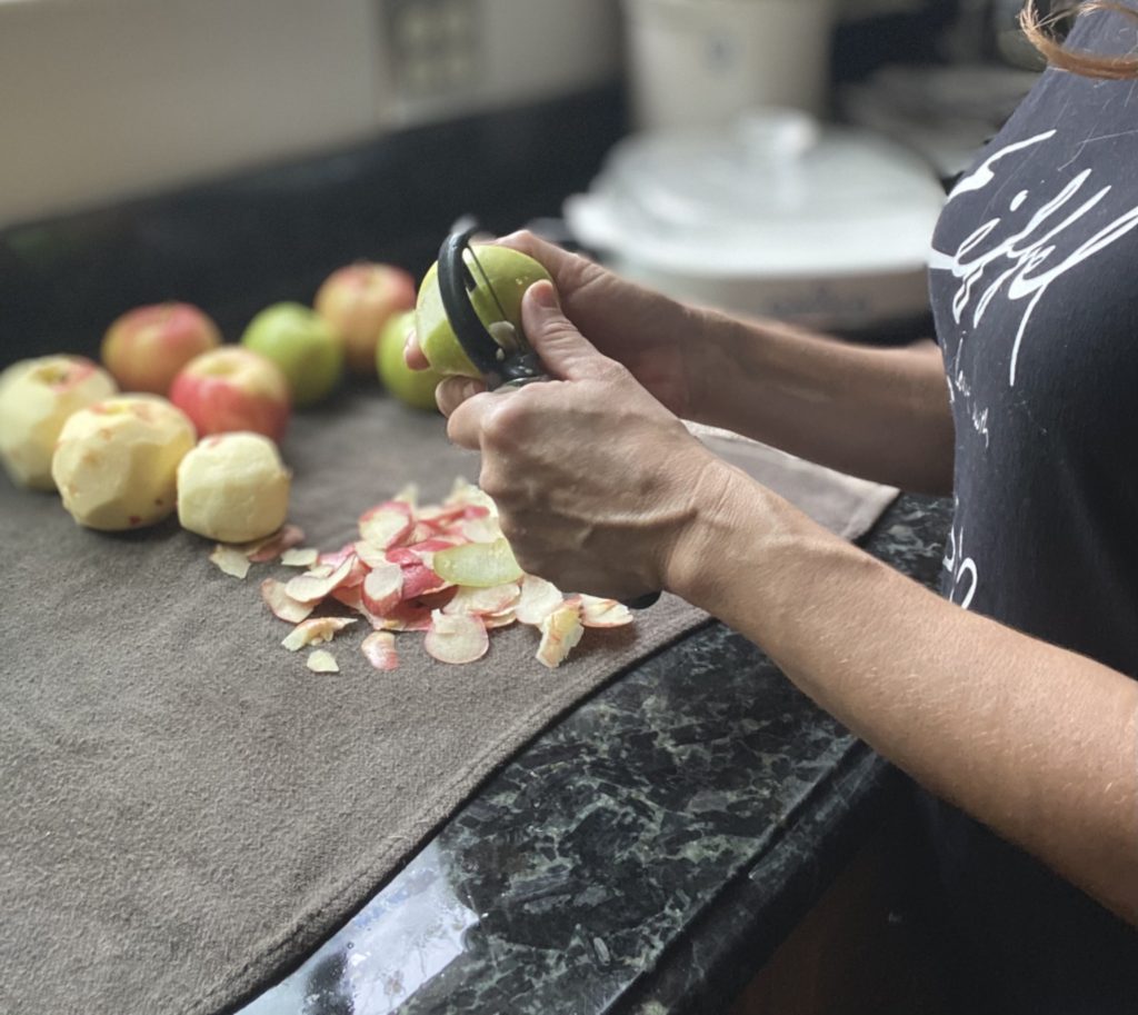 cutting apples to make the best apple crisp recipe