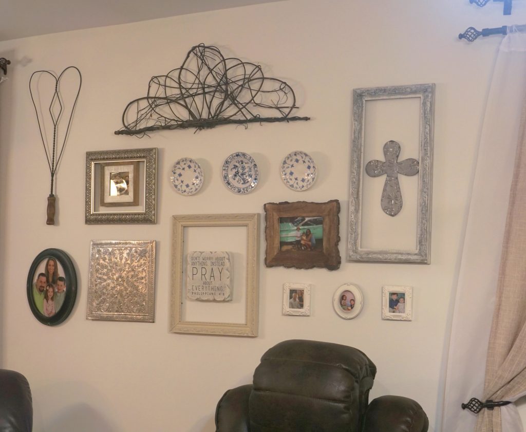 Creating a Gallery Wall with Thrift Item Ideas Behind the Couch