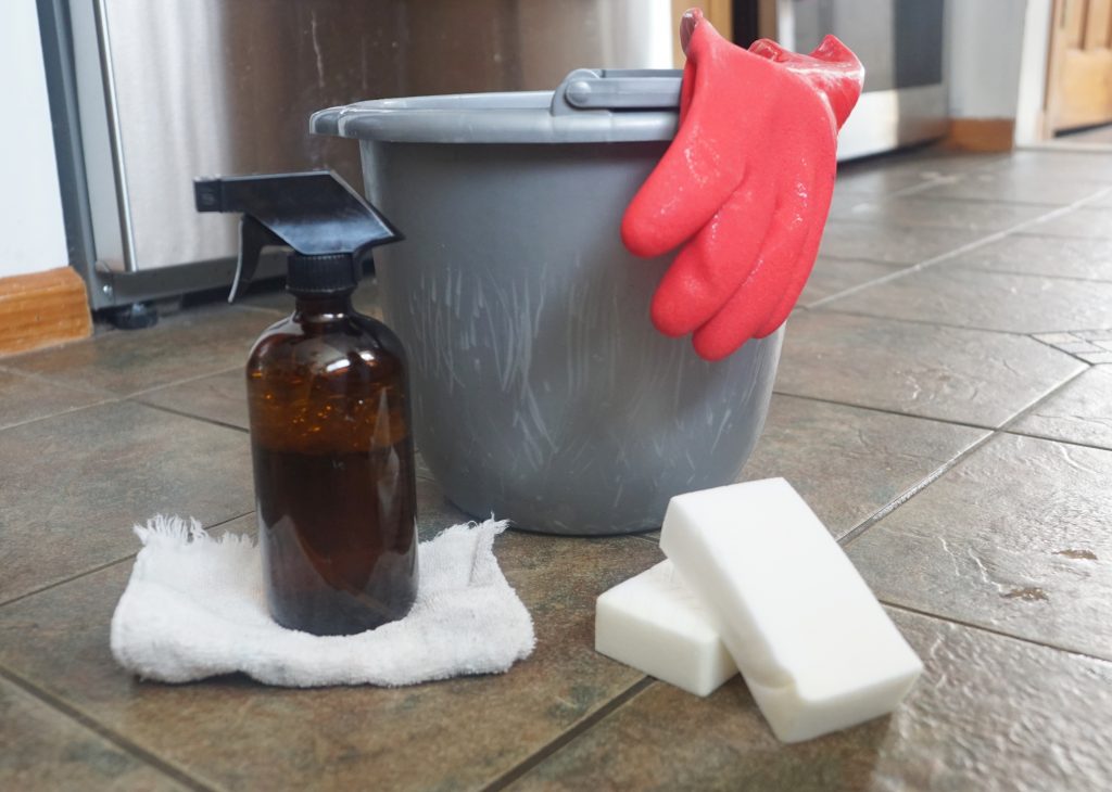 a display of homemade cleaning products