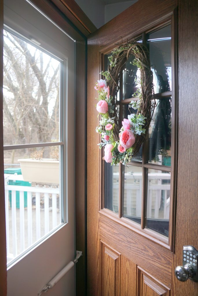 Easter Spring Wreath hanging on a door