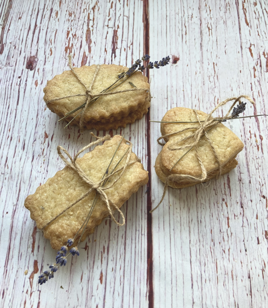 lavender shortbread cookies wrapped in twine