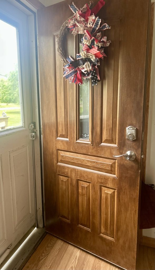 cheap front door makeover with a wreath